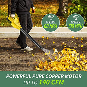 SOMOREI Cordless Leaf Blower Battery Operated: 20V Electric Mini Handheld - Lightweight Small Powerful Blower for Patio | Jobsite, Yellow